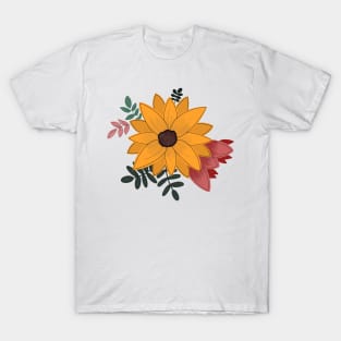 Cute Yellow Floral Drawing T-Shirt